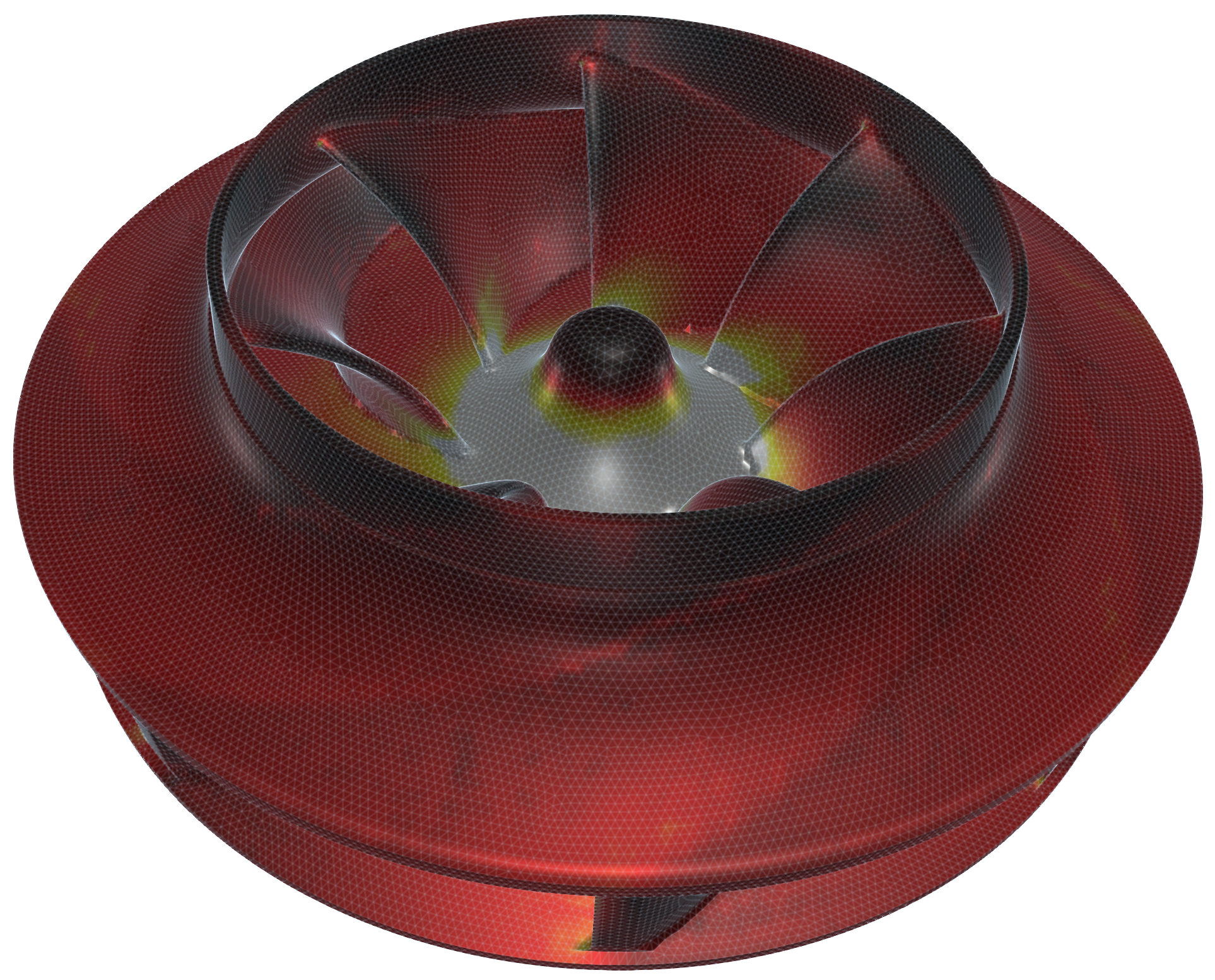 TCAE Centrifugal Pump Impeller Principal Stress Transparent Cut