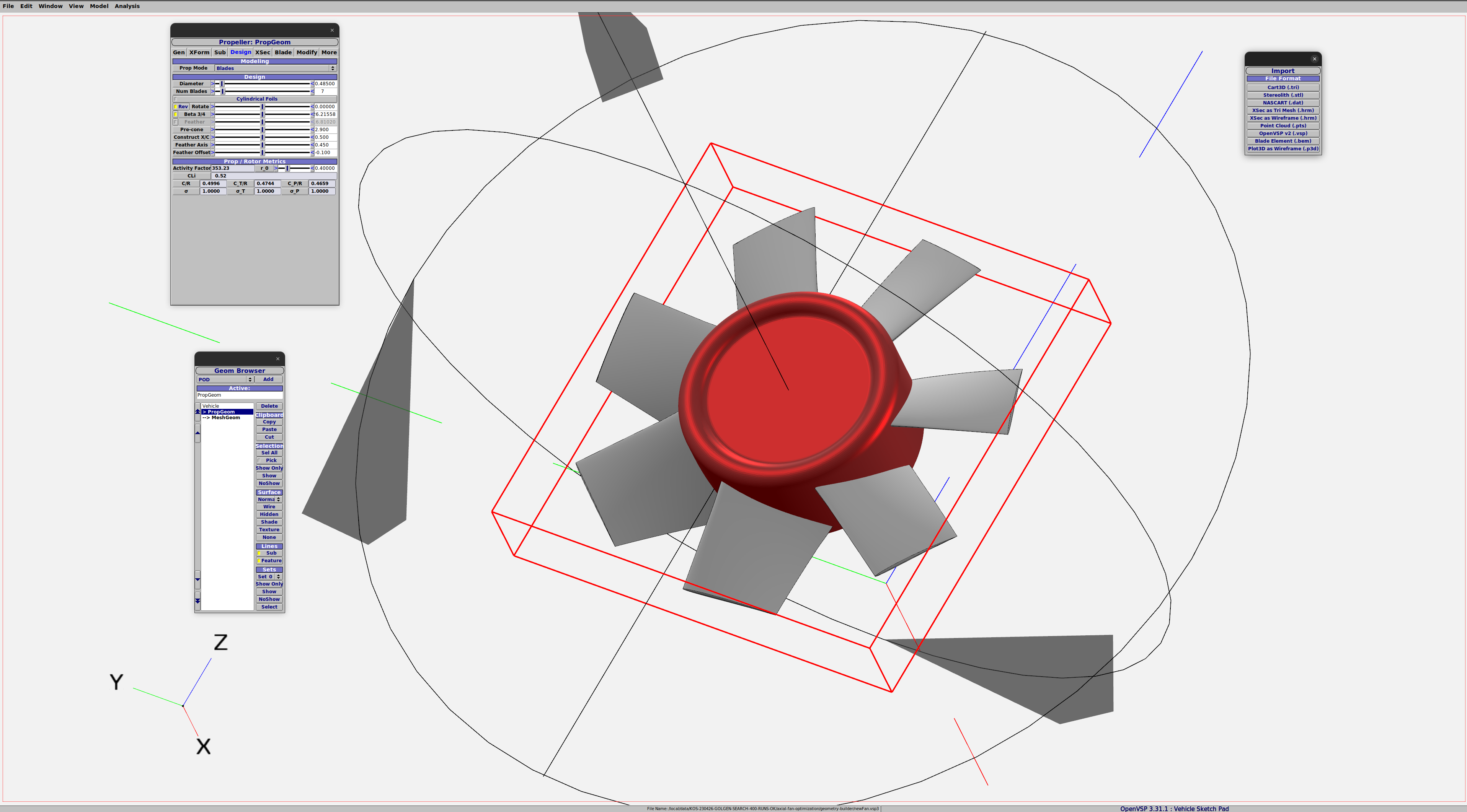 Axial Fan Simulation-driven Optimization 6 Axial Fan Optimization OpenVSP Interface