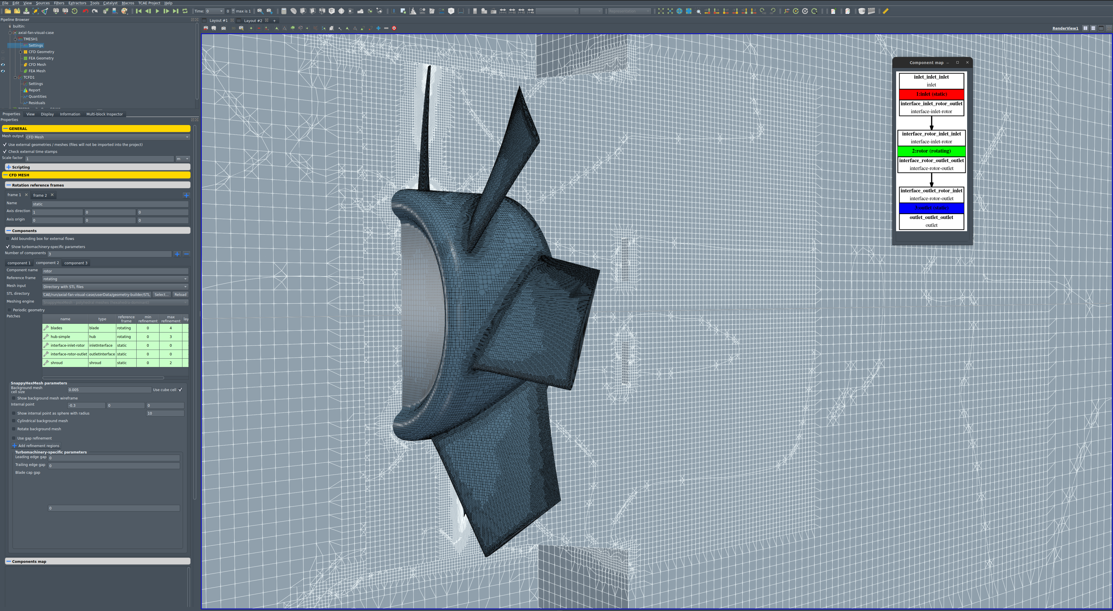 Axial Fan Simulation-driven Optimization 11 axial fan optimization mesh TCAE GUI